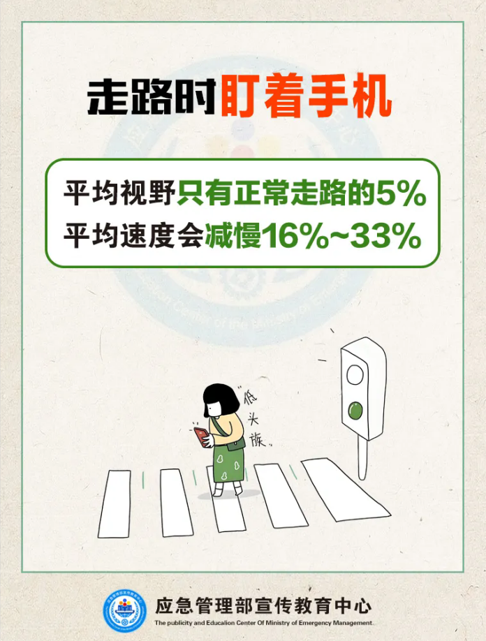 【安全生产月】每天了解一个身边安全隐患 | 出行勿当“低头族”